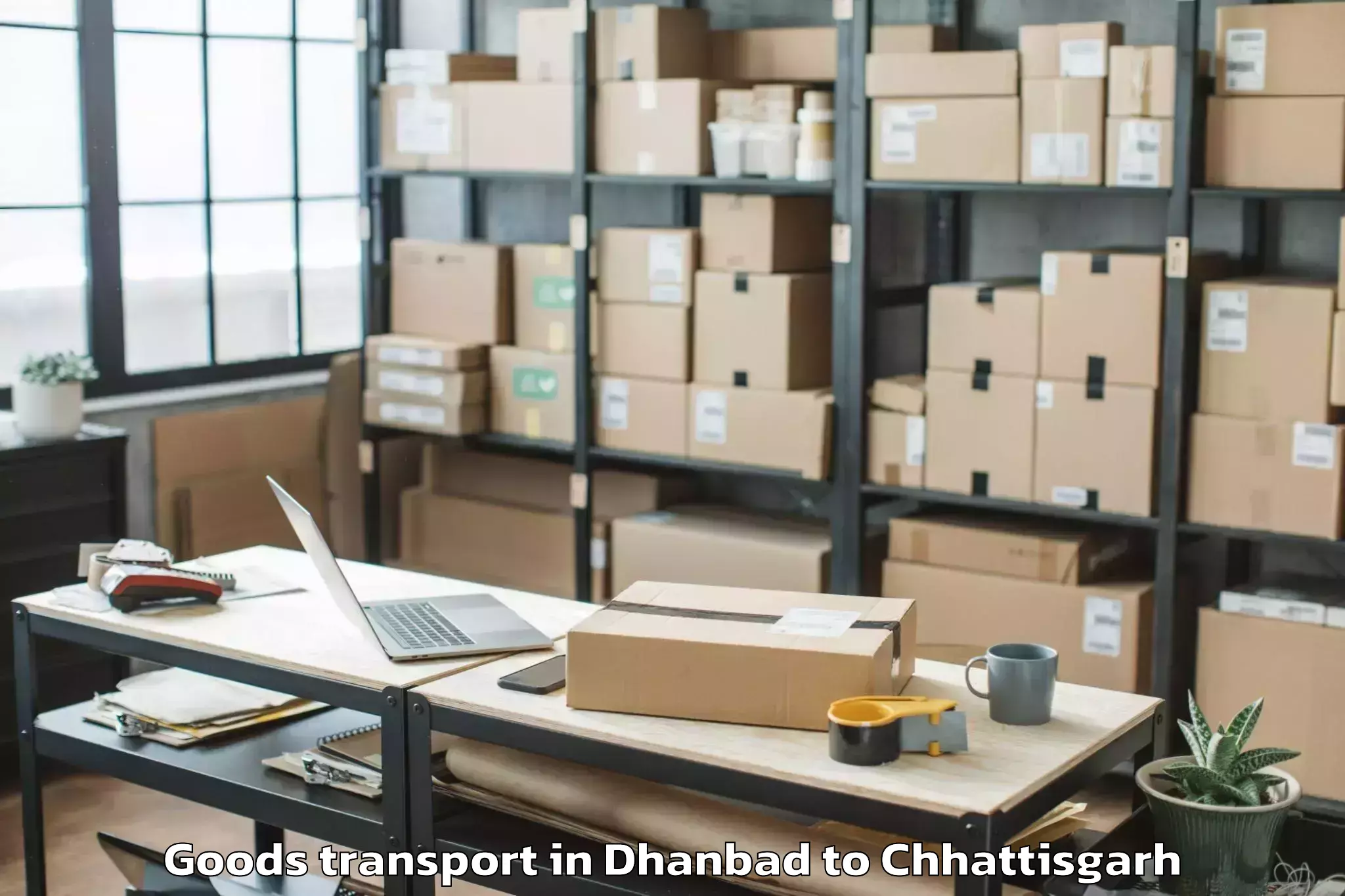 Hassle-Free Dhanbad to Bemetara Goods Transport